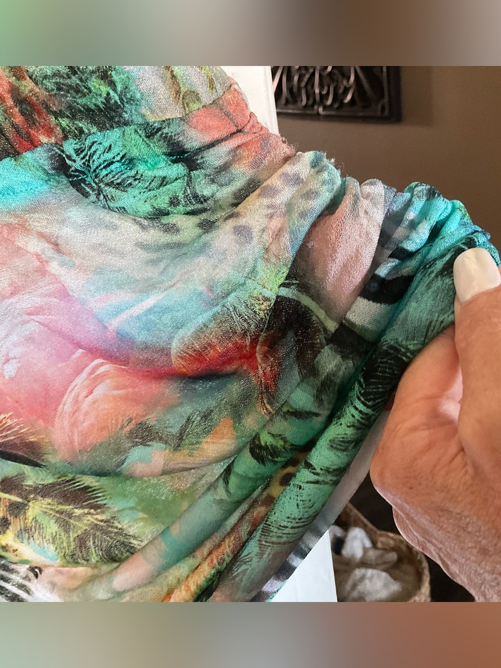 Luli Fama Miami Nice Tropical Jungle Print T-Back CoverUp Dress Size Medium - Picture 13 of 14